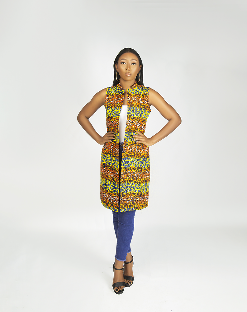 AFRICAN Print NIA SLEEVELESS OVERCOAT – ETNICA